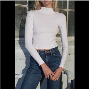 Brandy Melville White Daniela Cotton Turtleneck Rib Top XS